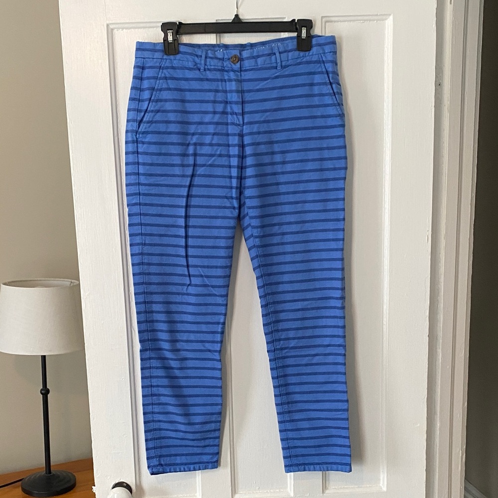 GAP Women's Blue Striped Straight Leg Pants